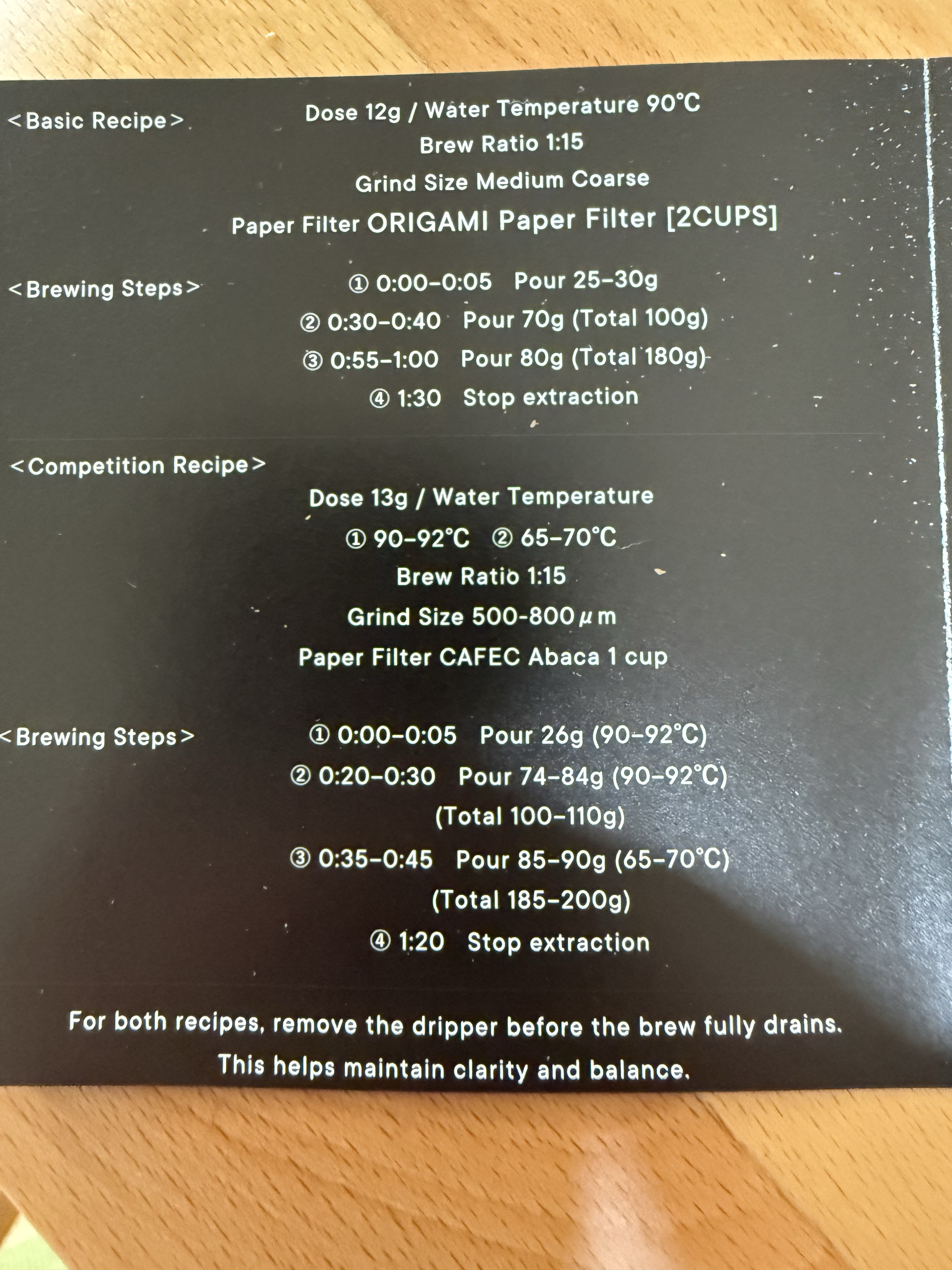 Origami PINN basic and competition recipe card